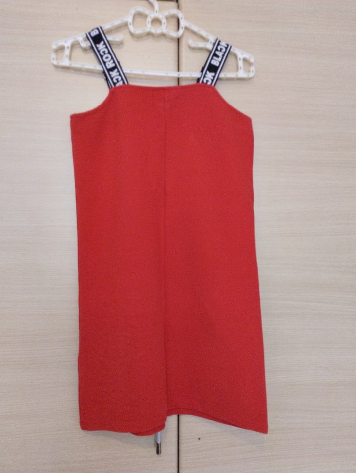 Kırmızı Askılı Kız Çocuk Elbise - Görsel 2