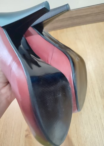 Bordo Deri Stiletto Kadın Klasik Ayakkabı - Görsel 6