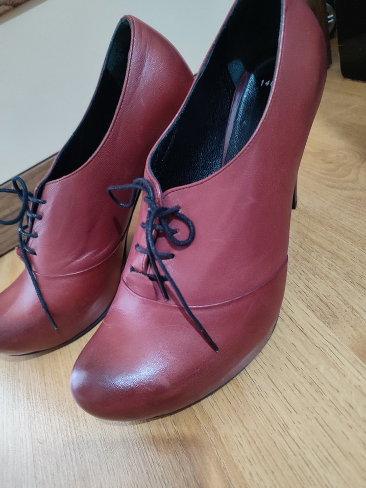 Bordo Deri Stiletto Kadın Klasik Ayakkabı - Görsel 3