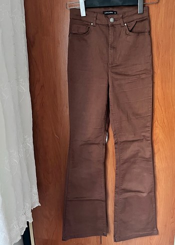 Kahverengi Jean İspanyol Paça Pantolon