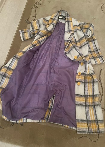 Kemerli Gri Kareli Uzun Kadın Kaban - Görsel 6