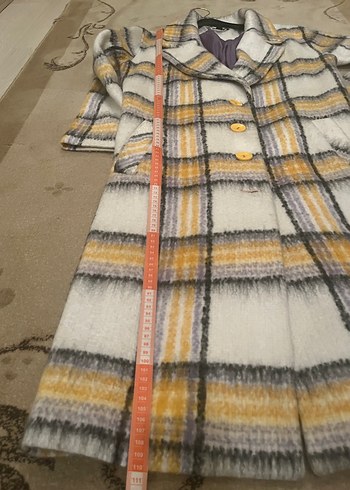 Kemerli Gri Kareli Uzun Kadın Kaban - Görsel 14