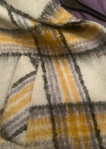 Kemerli Gri Kareli Uzun Kadın Kaban - Görsel 8