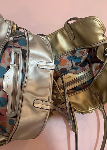 Parlak Altın Payetli Deri Kadın Çanta - Görsel 4