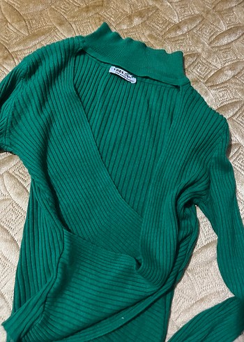 Yeşil V Yaka Triko Kadın Kazak - Görsel 6