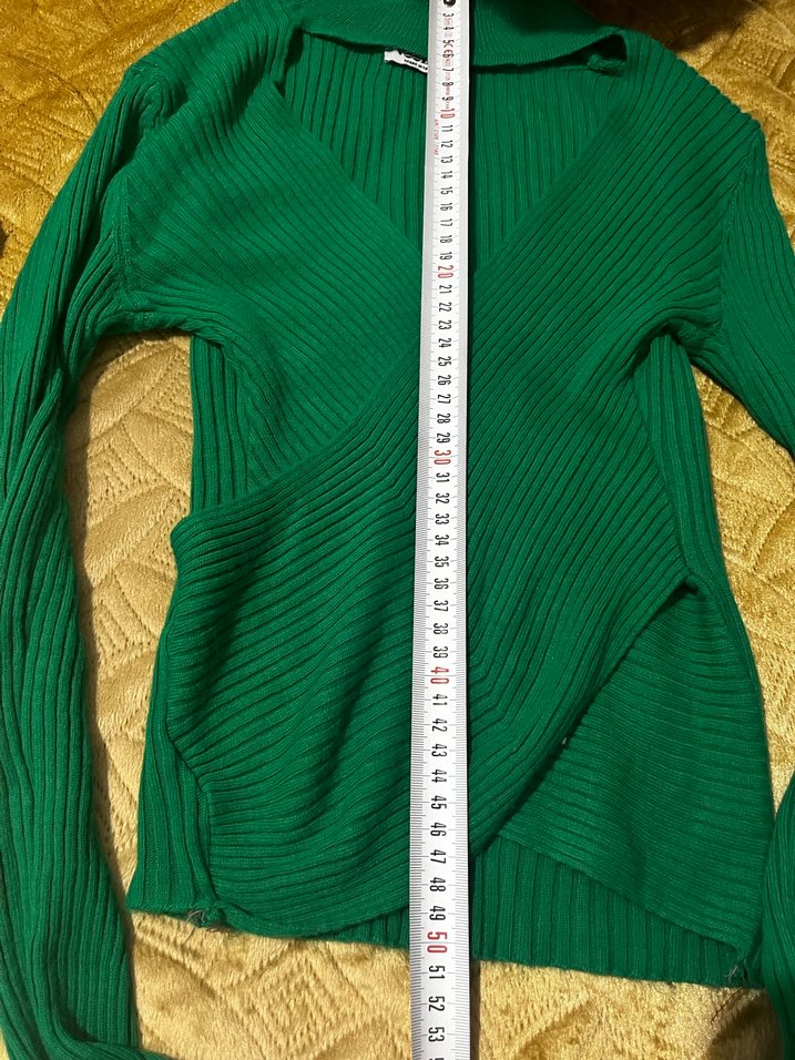 Yeşil V Yaka Triko Kadın Kazak - Görsel 3