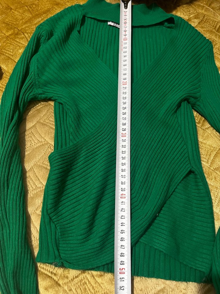 Yeşil V Yaka Triko Kadın Kazak - Görsel 4