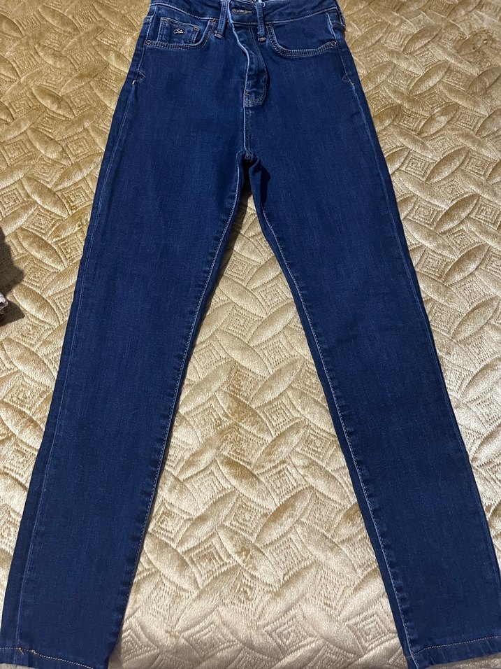 Düğmeli Kadın Denim Jean - Görsel 4