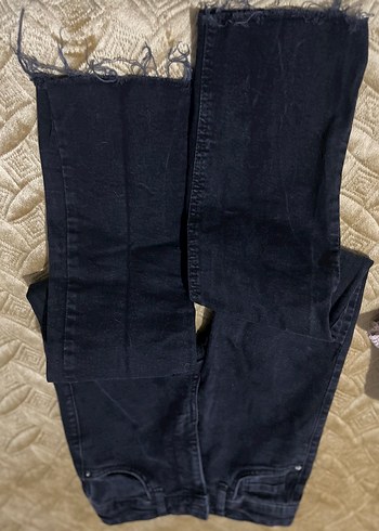 Siyah Midi Kesim Kadın Kot Pantolon - Görsel 2