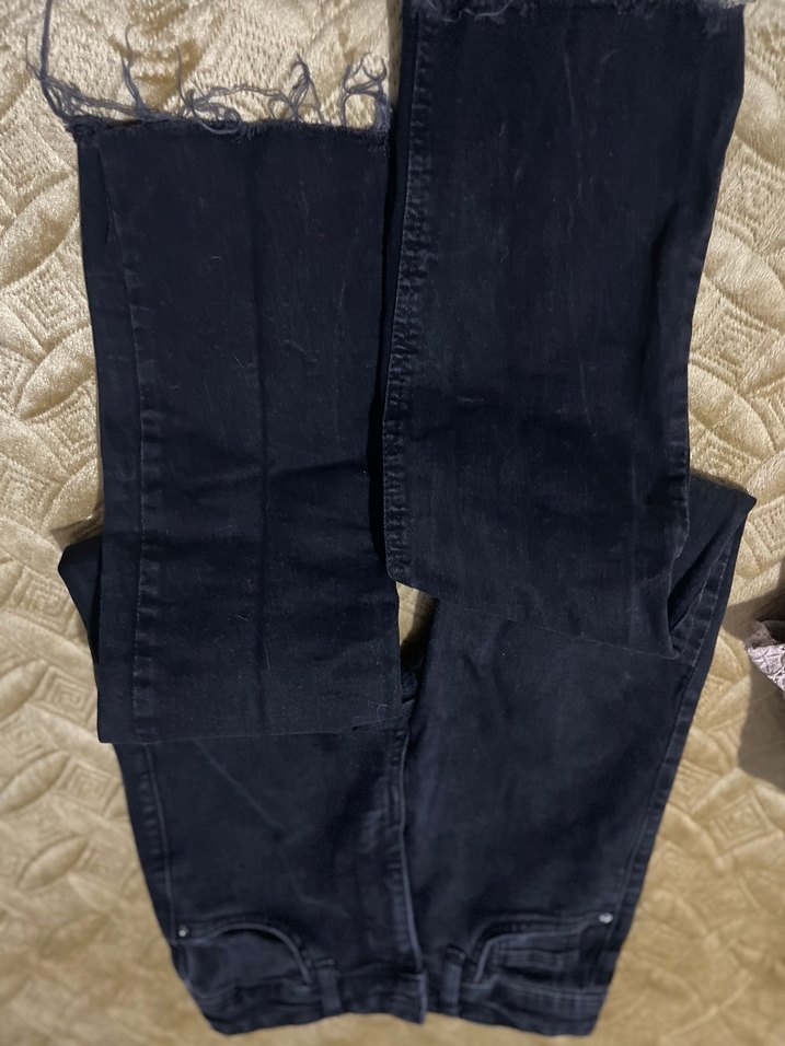 Siyah Midi Kesim Kadın Kot Pantolon - Görsel 3