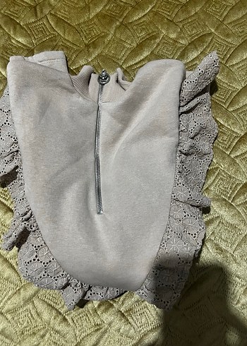 Crop dantelli boğaz fermarlı penye somon rengi - Görsel 4