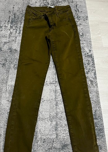 Oxxo Kemerli Kadın yağ yeşili jean Pantolon - Görsel 2