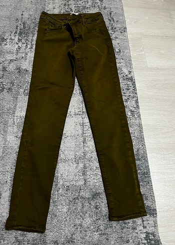 Oxxo Kemerli Kadın yağ yeşili jean Pantolon - Görsel 3