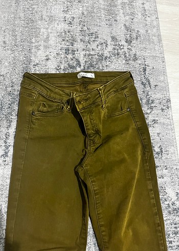 Oxxo Kemerli Kadın yağ yeşili jean Pantolon - Görsel 4