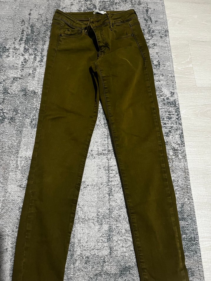 Oxxo Kemerli Kadın yağ yeşili jean Pantolon - Görsel 2