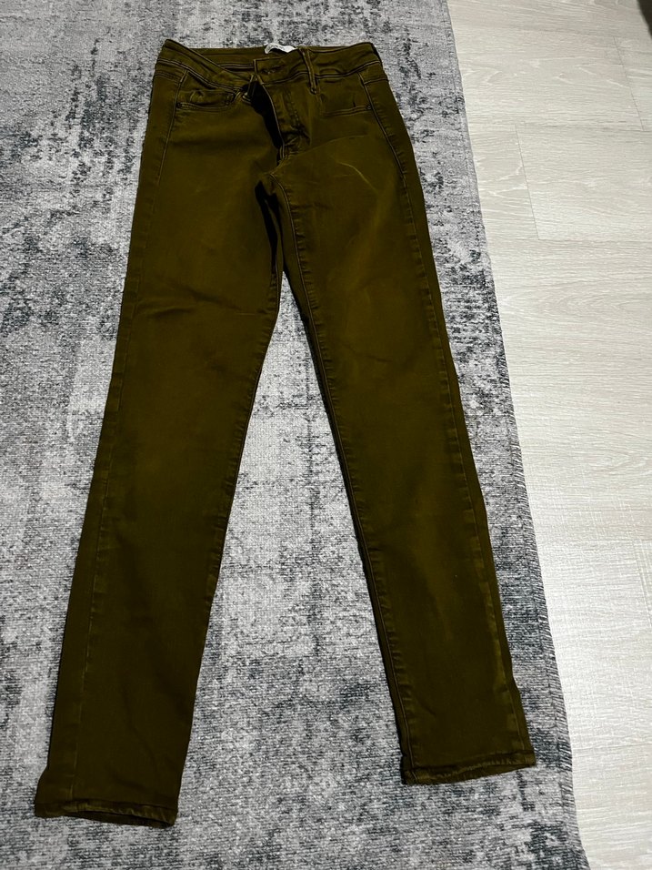 Oxxo Kemerli Kadın yağ yeşili jean Pantolon - Görsel 3