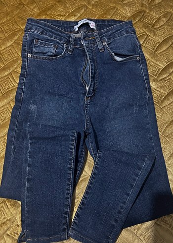 Düğmeli Midi Boy Kadın Kot Pantolon - Görsel 3