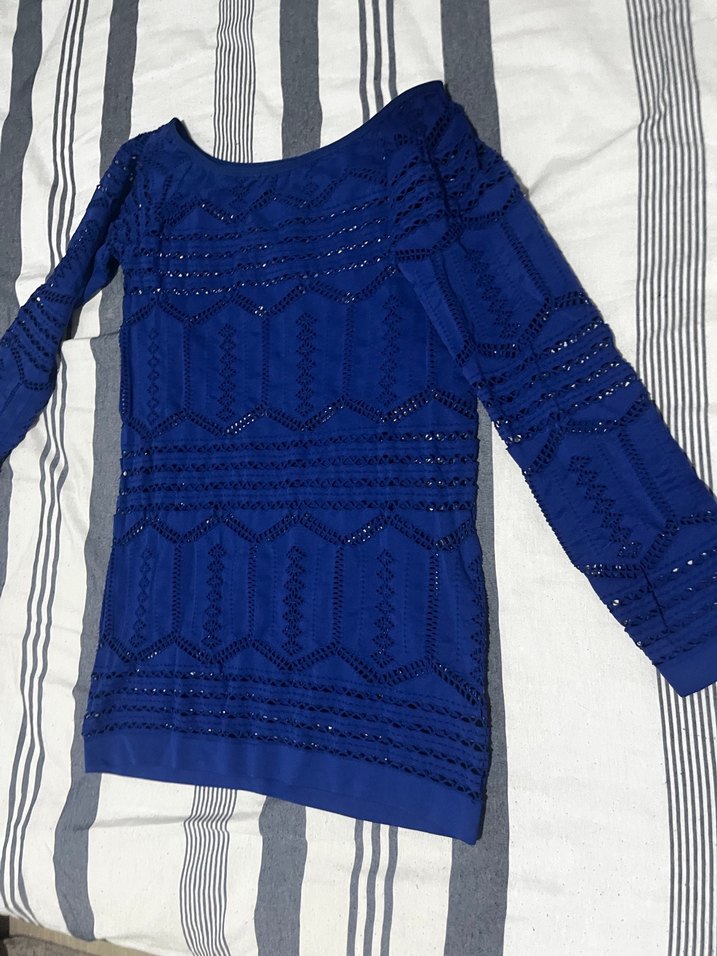Mavi Dantel İşlemeli Midi Triko gömlek içlerine ve üstlerine - Görsel 2