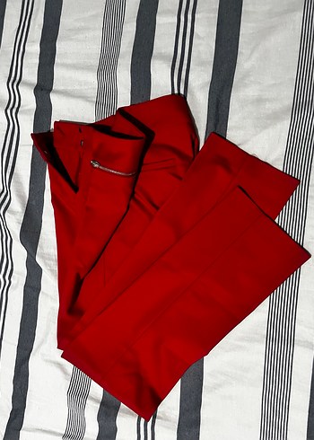 Journey Kadın Kırmızı Fermuarlı Kumaş Pantolon - Görsel 9