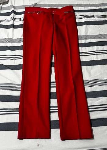 Journey Kadın Kırmızı Fermuarlı Kumaş Pantolon - Görsel 2