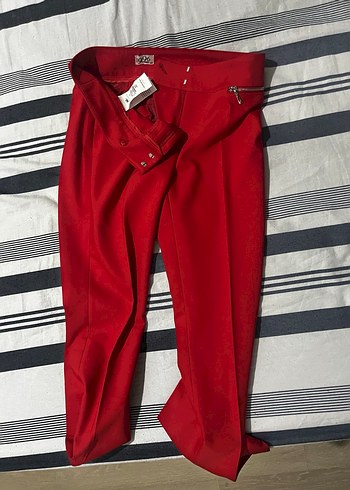 Journey Kadın Kırmızı Fermuarlı Kumaş Pantolon - Görsel 4