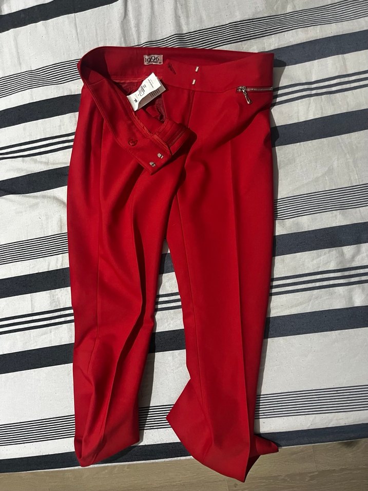 Journey Kadın Kırmızı Fermuarlı Kumaş Pantolon - Görsel 4