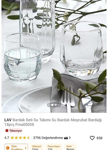  Beden beyaz Renk LAV SU BARDAGİ SETİ
