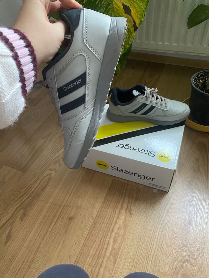 Slazenger Gri Baskılı Beyaz Spor Ayakkabı - Görsel 4