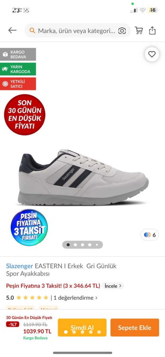 Slazenger Gri Baskılı Beyaz Spor Ayakkabı - Görsel 2