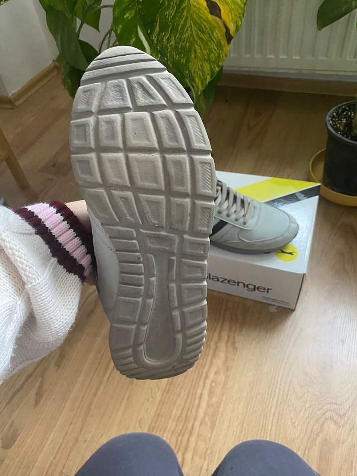 Slazenger Gri Baskılı Beyaz Spor Ayakkabı - Görsel 5