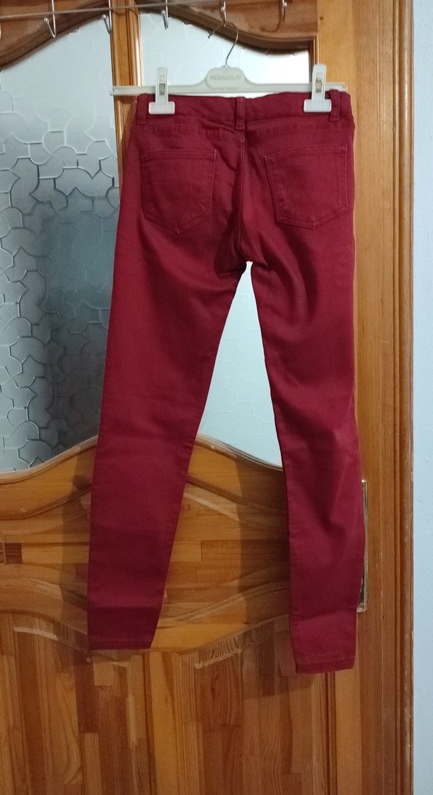 Bordo Kadın Normal Boy Kumaş Pantolon - Görsel 2