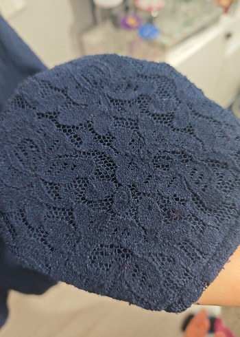 Kadın Lacivert Uzun Kollu Fırfırlı Bluz - Görsel 3