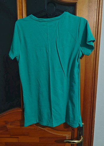 Turkuaz V Yaka Kadın Tişört - Görsel 2