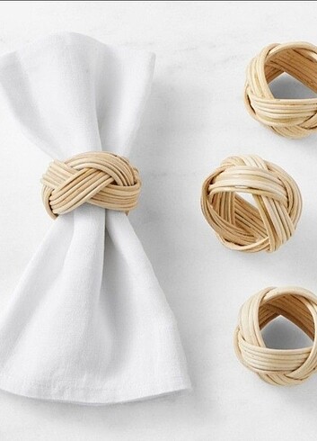 Rattan bambu 6'lı peçete yüzüğü