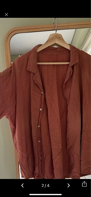 l Beden turuncu Renk Oversize muslin erkek gomlek