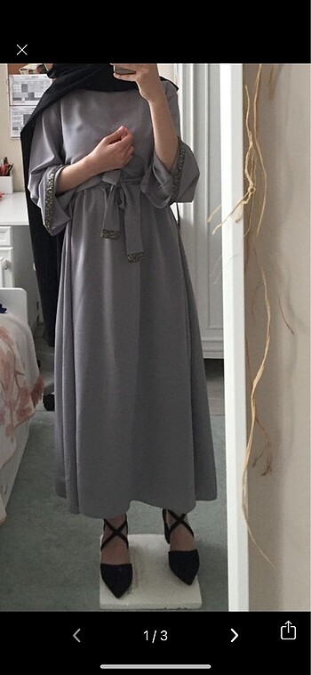 Suud Collection Gri elbise abaya