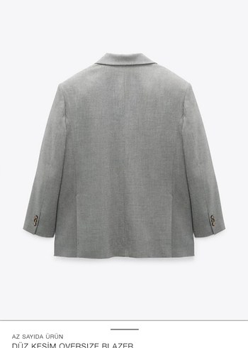 Zara Zara gri Düz Kesim Oversize Kadın Blazer
