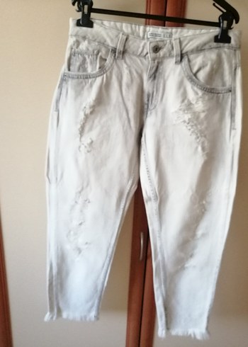 Gri Midi Boy Rahat Kesim Kadın Denim Pantolon
