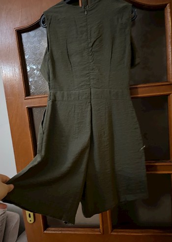 Gri V Yaka Keten Midi Tulum - Görsel 5