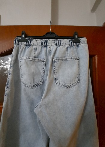 Kadın Mavi Kot Pantolon Bel Detaylı - Görsel 3