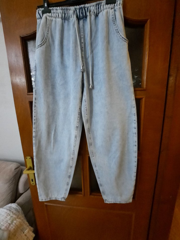 Kadın Mavi Kot Pantolon Bel Detaylı - Görsel 2