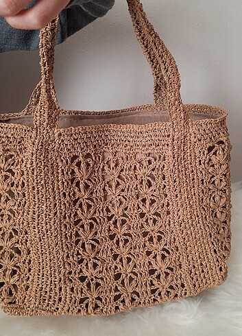 İğne oyası lotus Çanta - Görsel 5