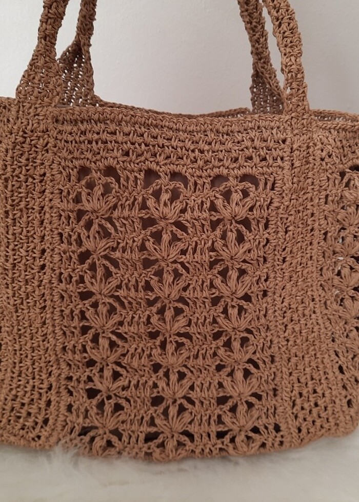 İğne oyası lotus Çanta - Görsel 2