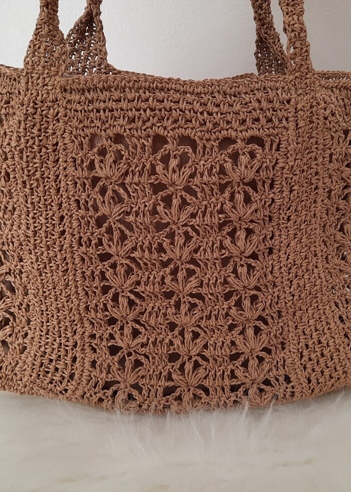 İğne oyası lotus Çanta - Görsel 3