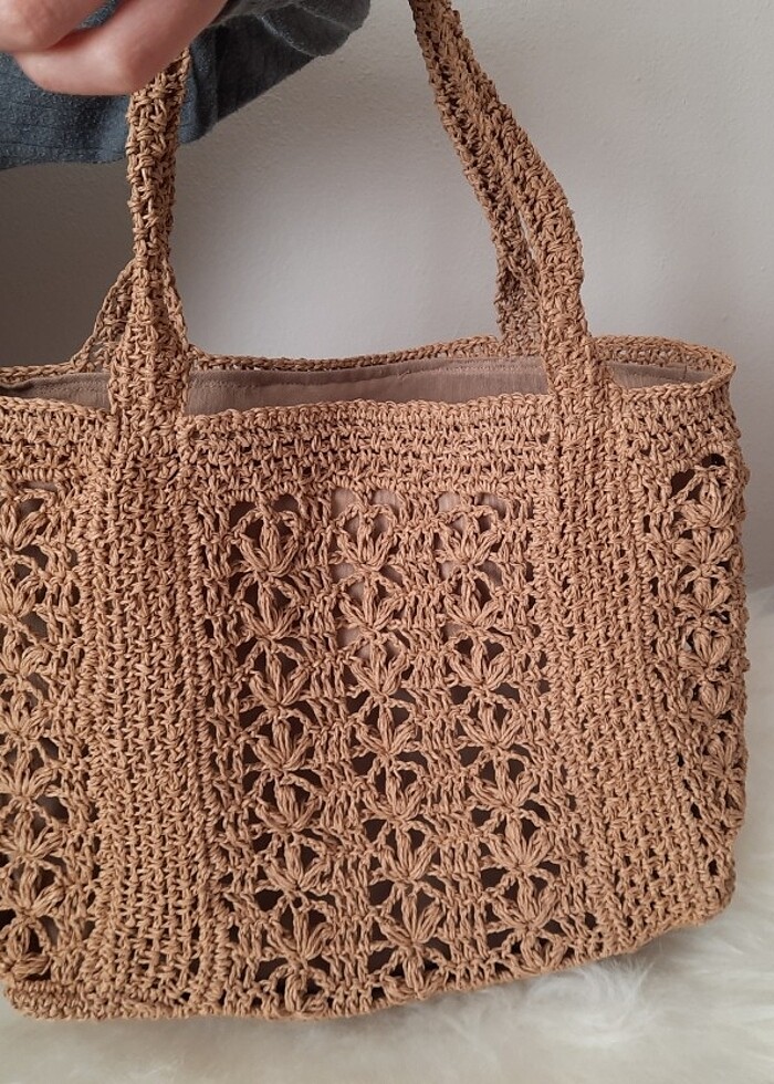 İğne oyası lotus Çanta - Görsel 5