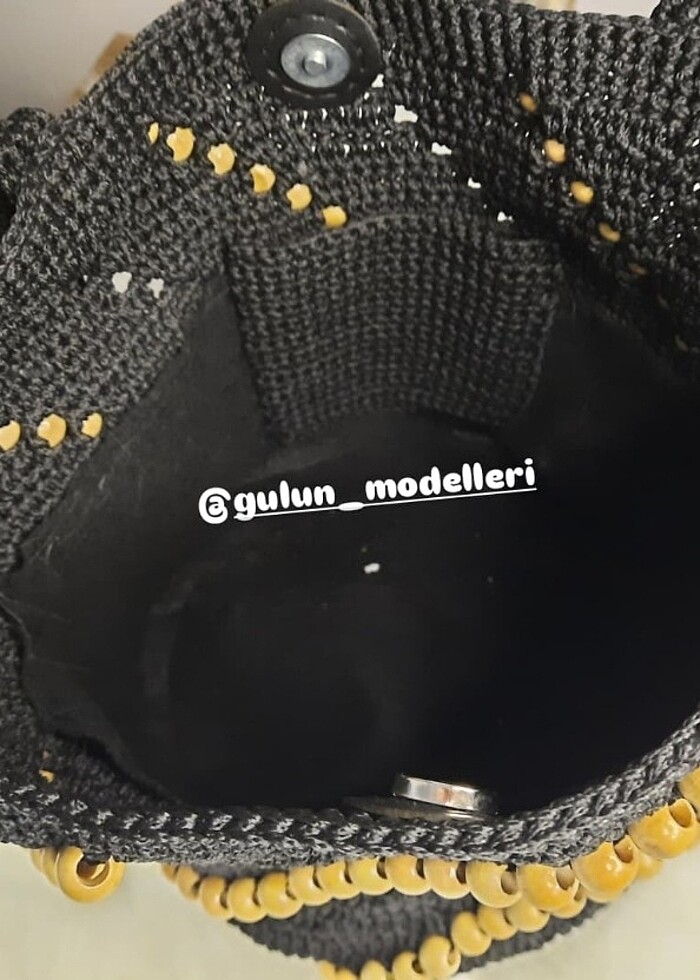 Makrome ip ike boncuklu çanta  - Görsel 2