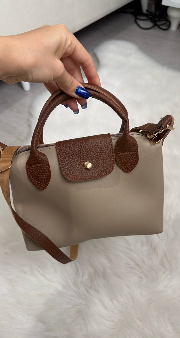 Bej Deri Kadın Çanta Tokalı - Görsel 4