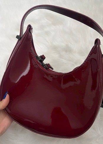 Bordo Parlak Deri Kadın Çanta - Görsel 2
