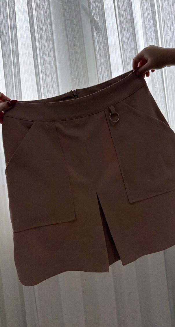 Kahverengi Deri Kemerli Mini Etek - Görsel 2