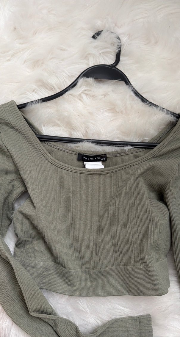 Gri Uzun Kollu Kadın Bluz - Görsel 5